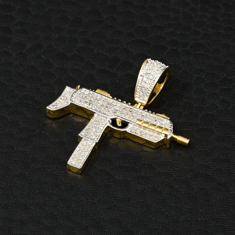 10K Gold Diamond Pendant | Divers Rifle D2 Pendant - 2 Tone Gold Diamond