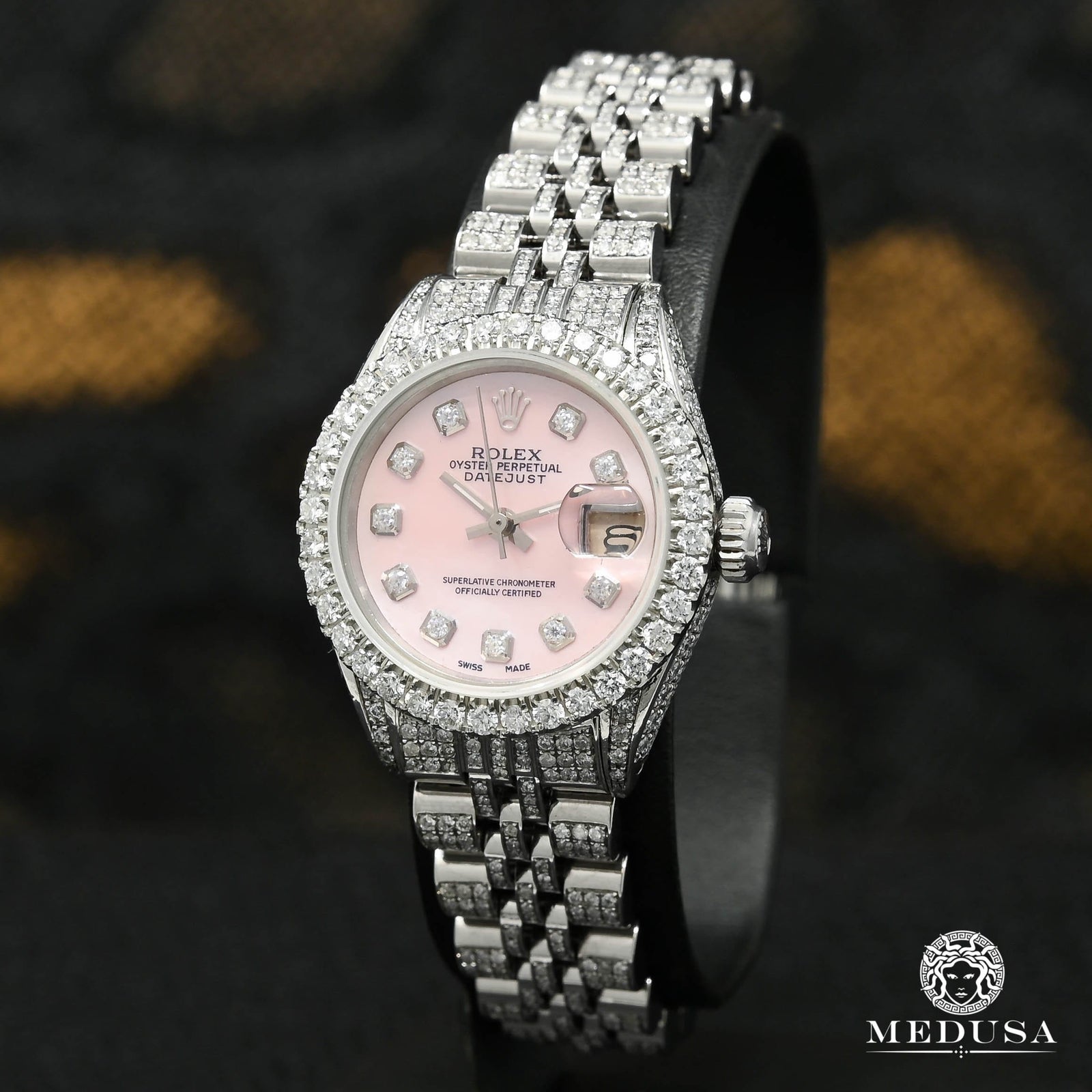 Montre Rolex | Montre Femme Rolex Datejust 26mm - Pink Stainless Iced Stainless