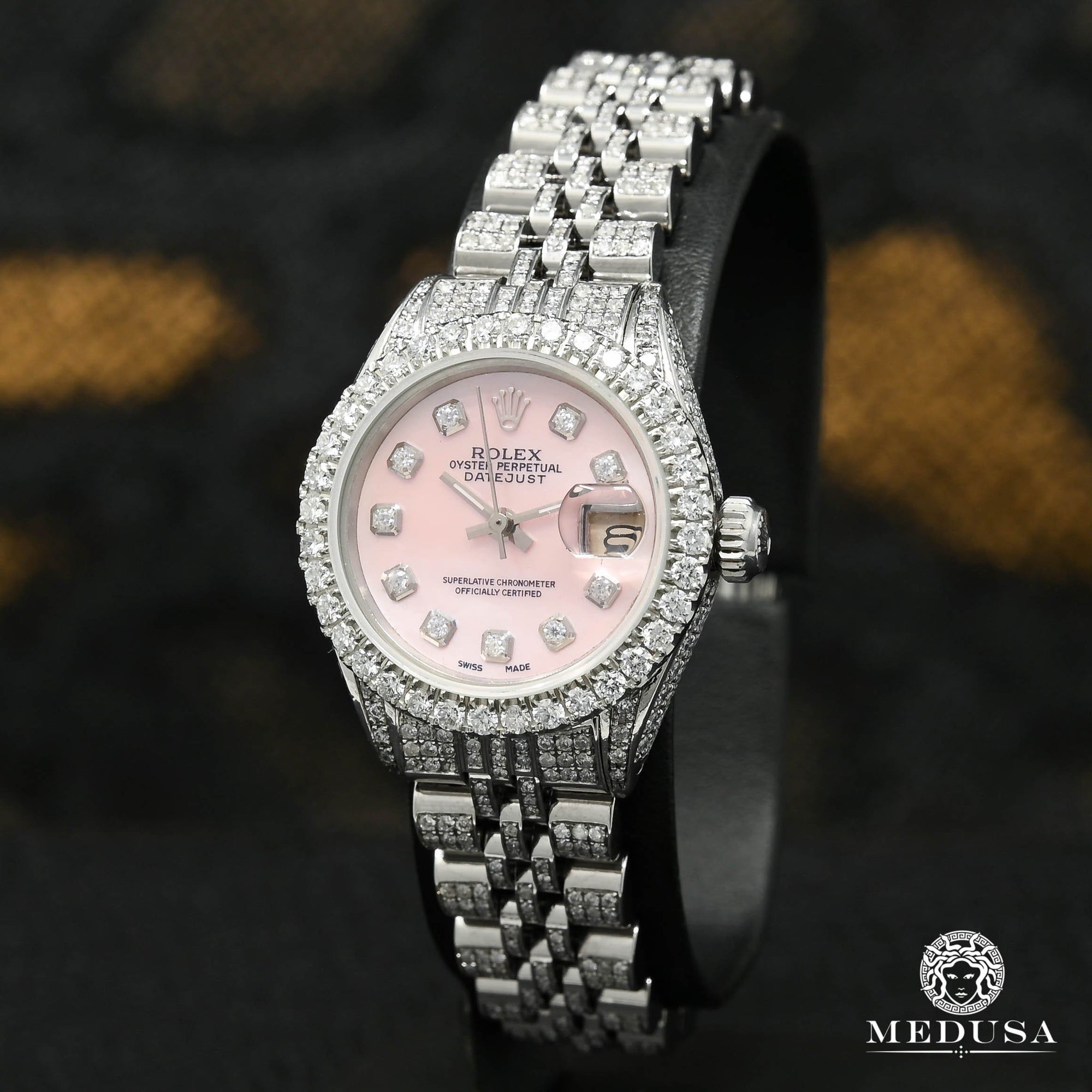 Rolex watch | Rolex Datejust Ladies Watch 26mm - Pink Stainless Iced Stainless