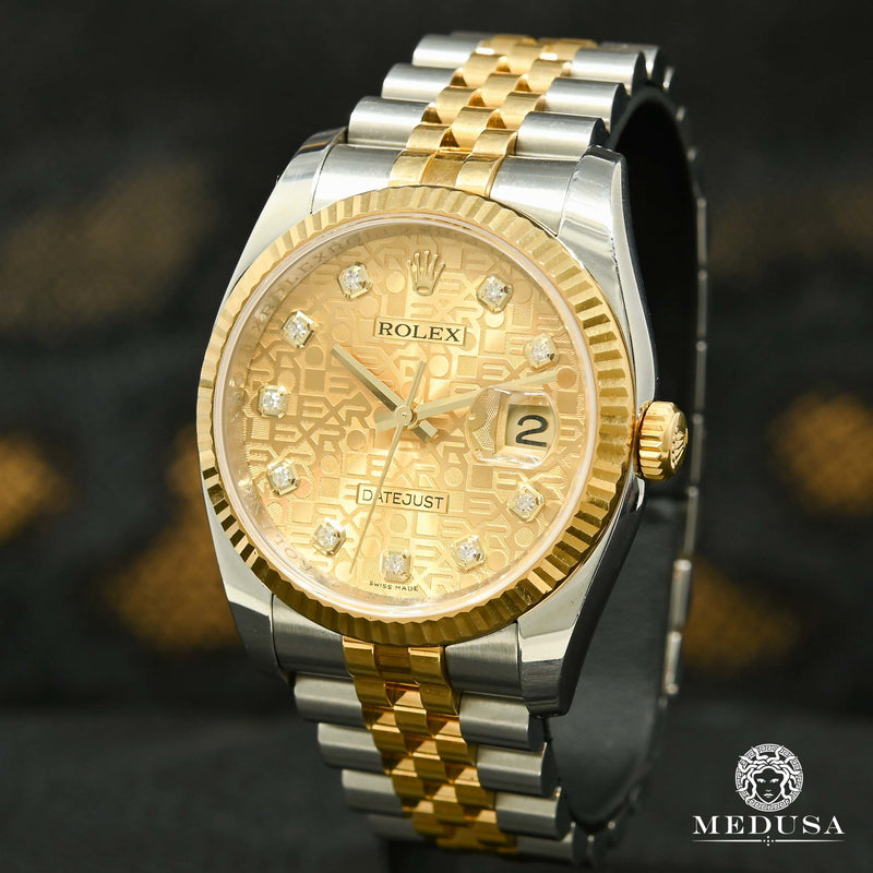 Montre Rolex | Homme Datejust 36mm - 116233 Anniversary Dial Champagne Or 2 Tons