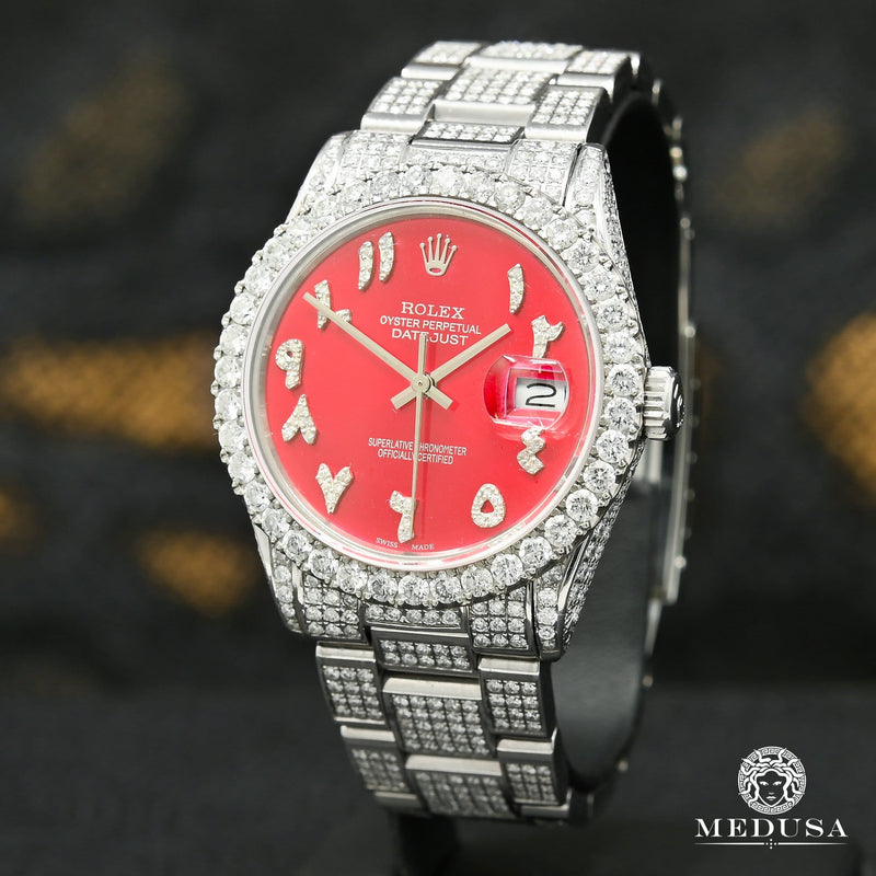 Montre Rolex | Homme Datejust 36mm - Arabic Red Oyster Iced Stainless