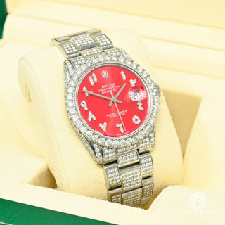 Rolex Datejust 36mm - Arabic Red Oyster Iced  - Stainless