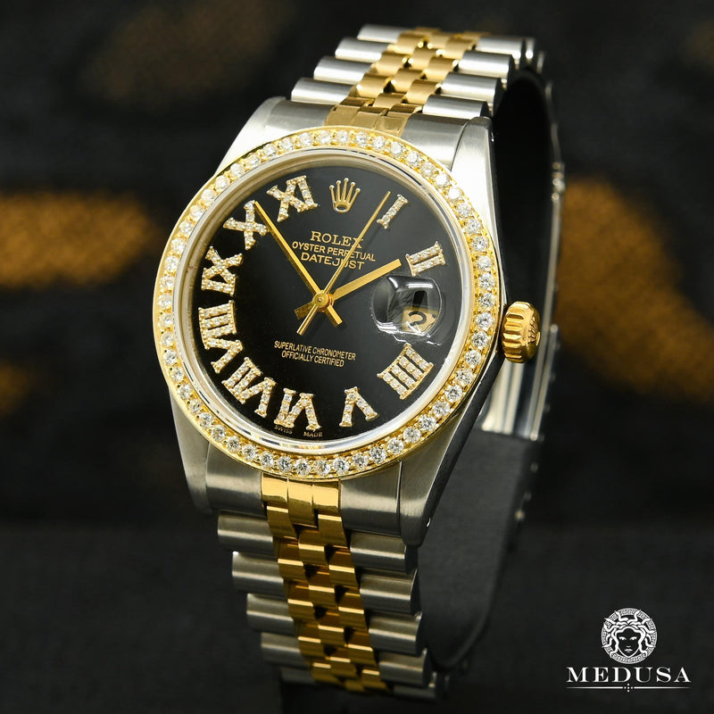 Rolex watch | Rolex Datejust 36mm Men&#39;s Watch - Black Vintage Gold 2 Tones