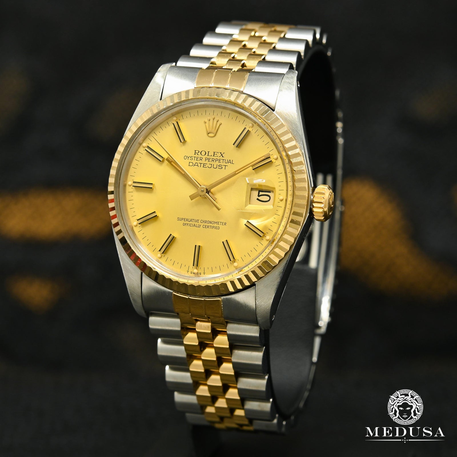 Montre Rolex | Montre Homme Rolex Datejust 36mm - Champagne Stick Or 2 Tons