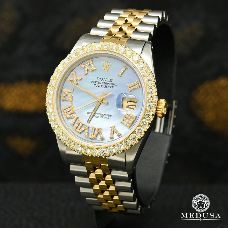 Montre Rolex | Montre Homme Rolex Datejust 36mm - Cyan ’’Mother of Pearl’’ Or 2 Tons
