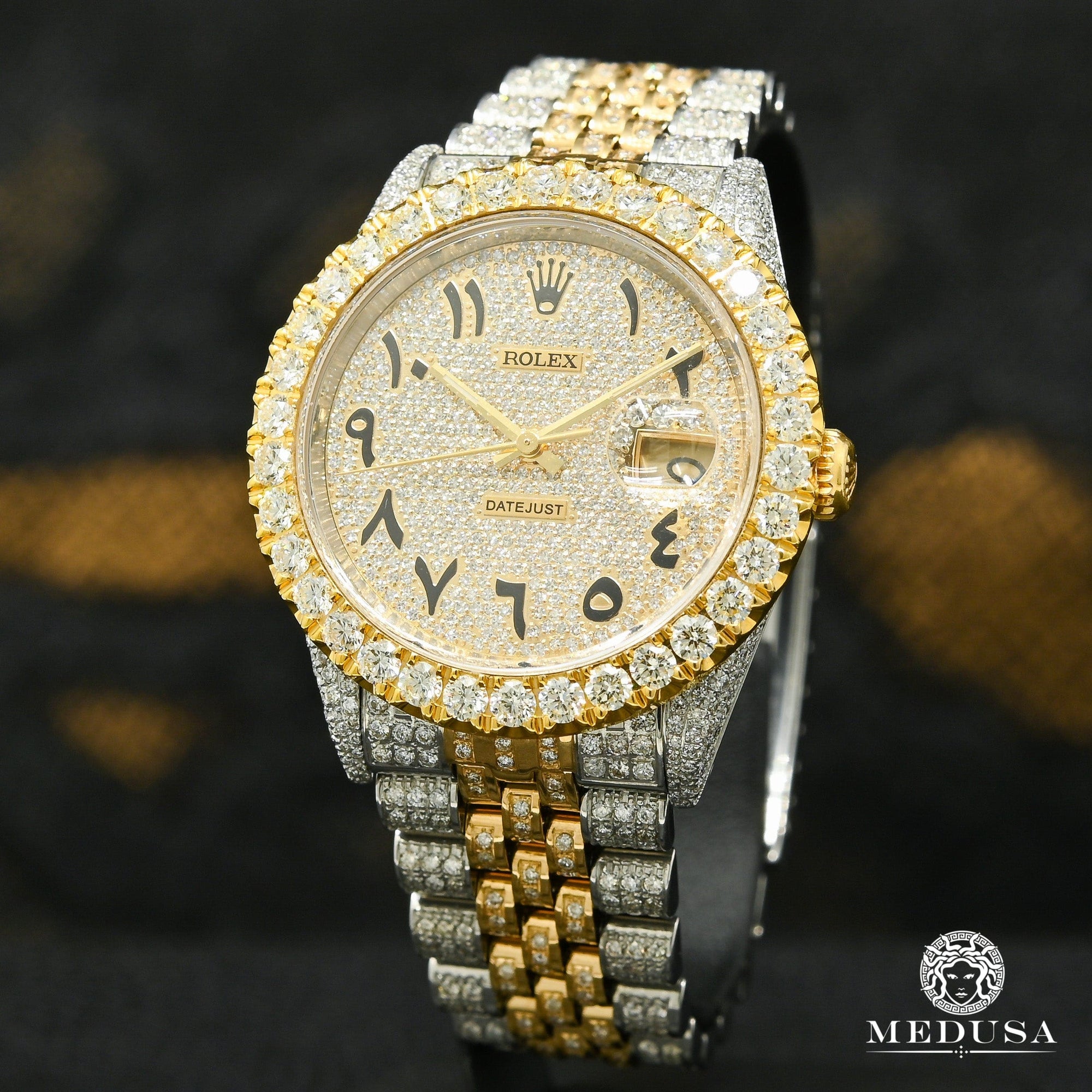 Rolex watch | Rolex Datejust Men's Watch 36mm - Full Iced Arabic Two-Tone Gold 2 Tones