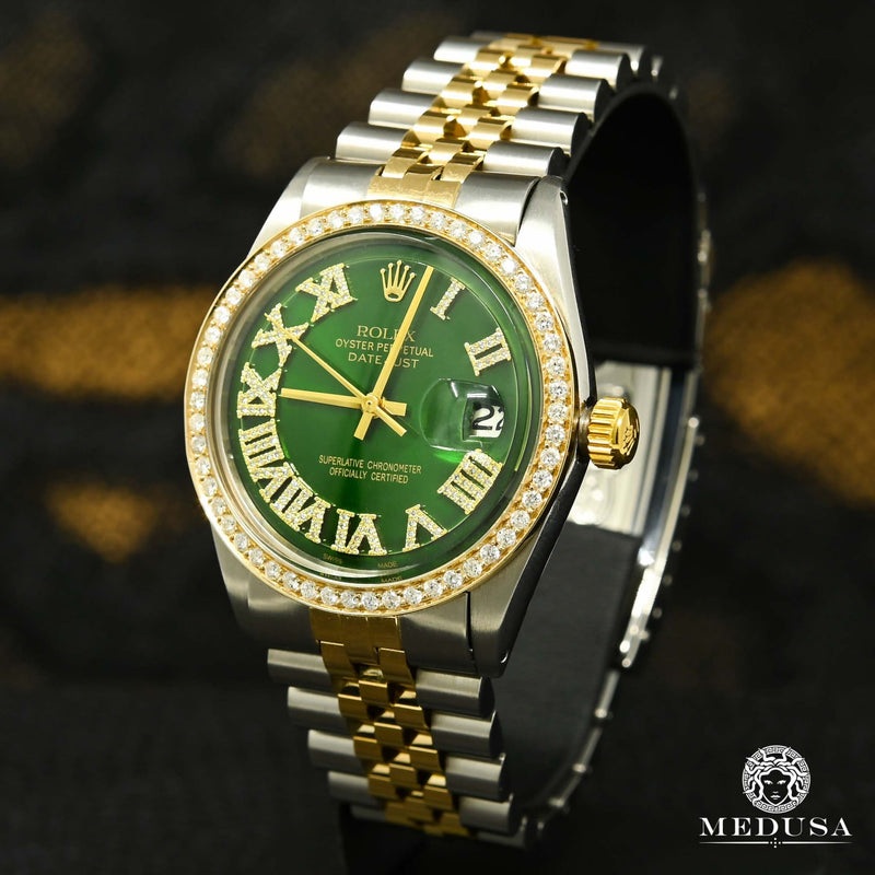 Montre Rolex | Montre Homme Rolex Datejust 36mm - Green Vintage Or 2 Tons