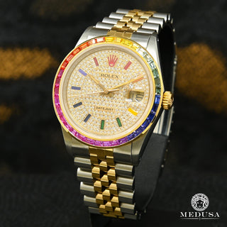 Rolex Datejust 36 mm - Arco iris helado - Dorado 2 Tonos