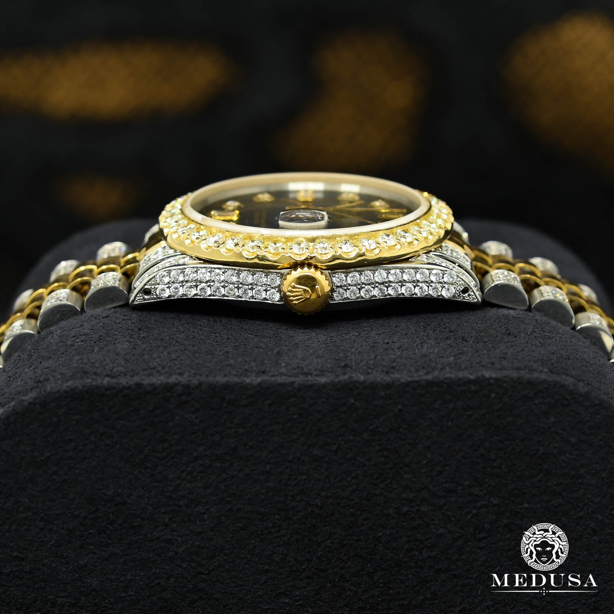 Montre Rolex | Montre Homme Rolex Datejust 36mm - Jubilee Iced Black Or 2 Tons