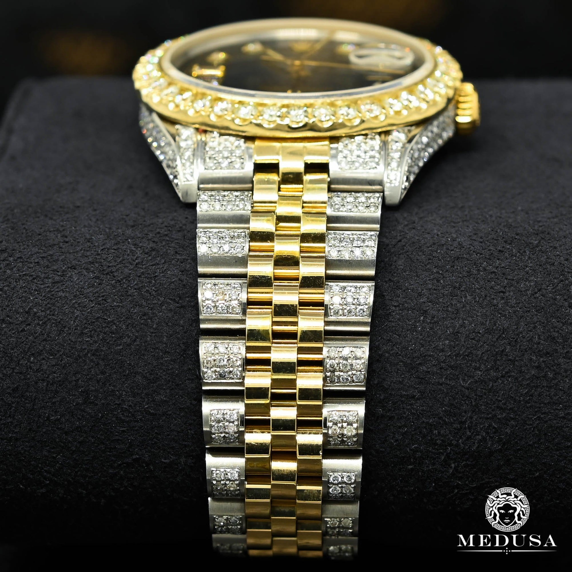 Montre Rolex | Montre Homme Rolex Datejust 36mm - Jubilee Iced Black Or 2 Tons