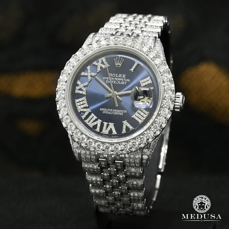 Montre Rolex | Montre Homme Rolex Datejust 36mm - Navy Iced Out Stainless