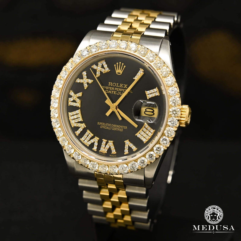 Rolex watch | Rolex Datejust 36mm Men&#39;s Watch - Black Roman Numeral 2 Tone Gold