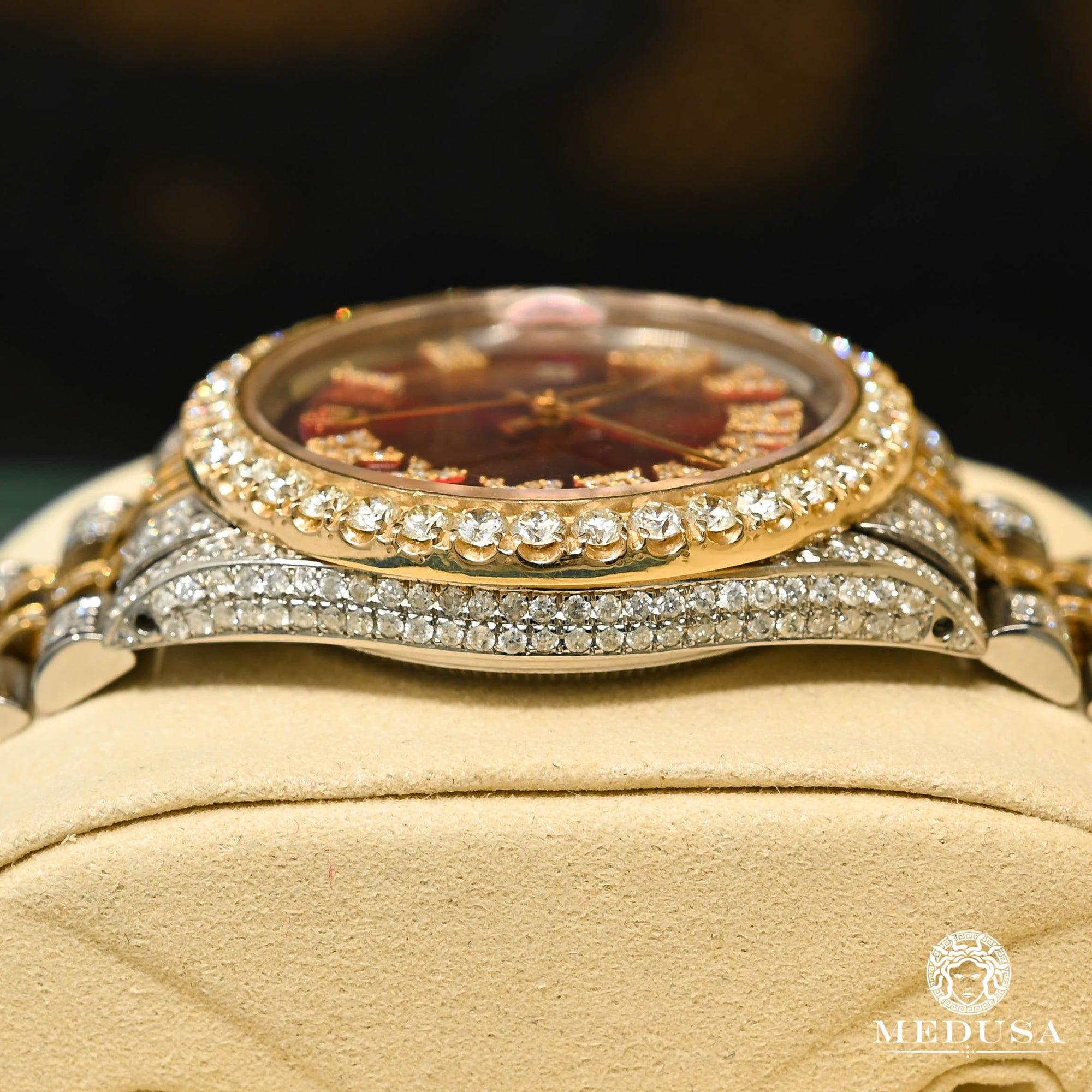 Montre Rolex | Montre Homme Rolex Datejust 36mm - Red Iced Out Or 2 Tons