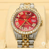 Montre Rolex | Homme Datejust 36mm - Red Iced Out XL Or 2 Tons