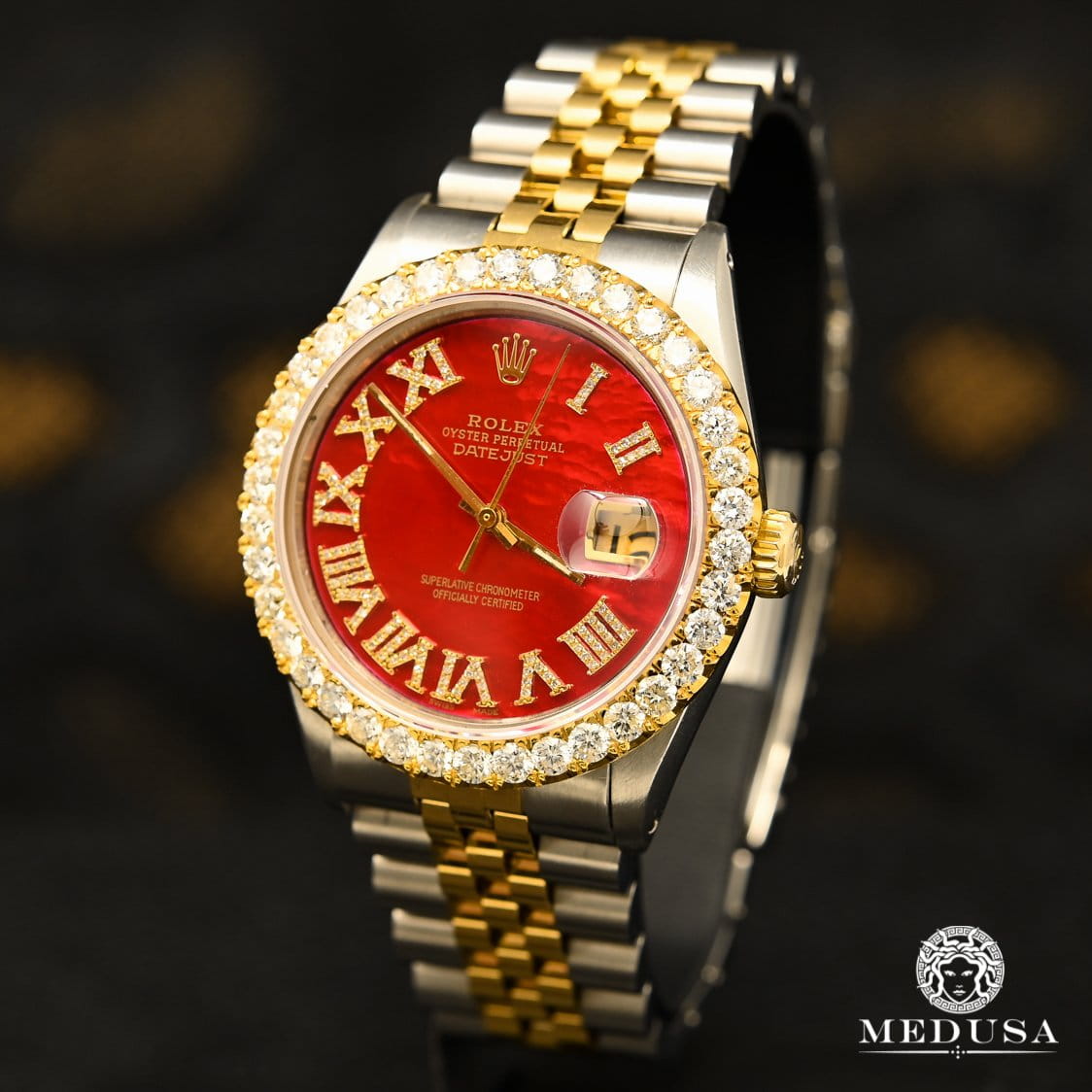 Montre Rolex | Montre Homme Rolex Datejust 36mm - Red ’’Mother of Pearl’’ Or 2 Tons