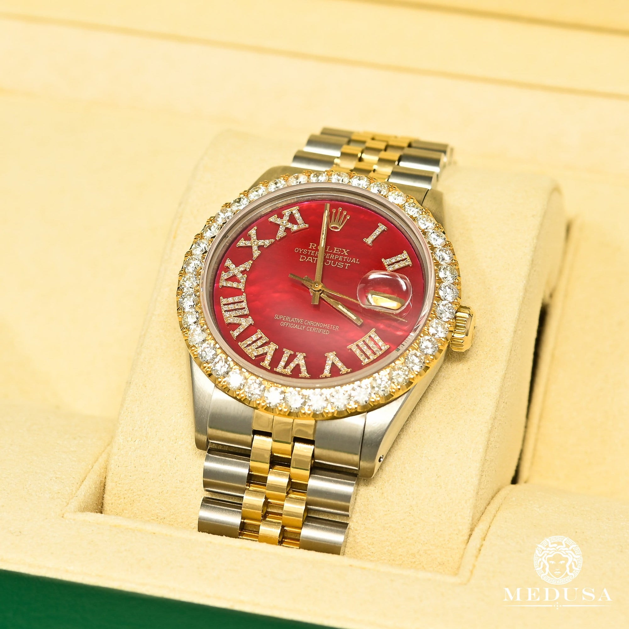 Montre Rolex | Montre Homme Rolex Datejust 36mm - Red ’’Mother of Pearl’’ Or 2 Tons