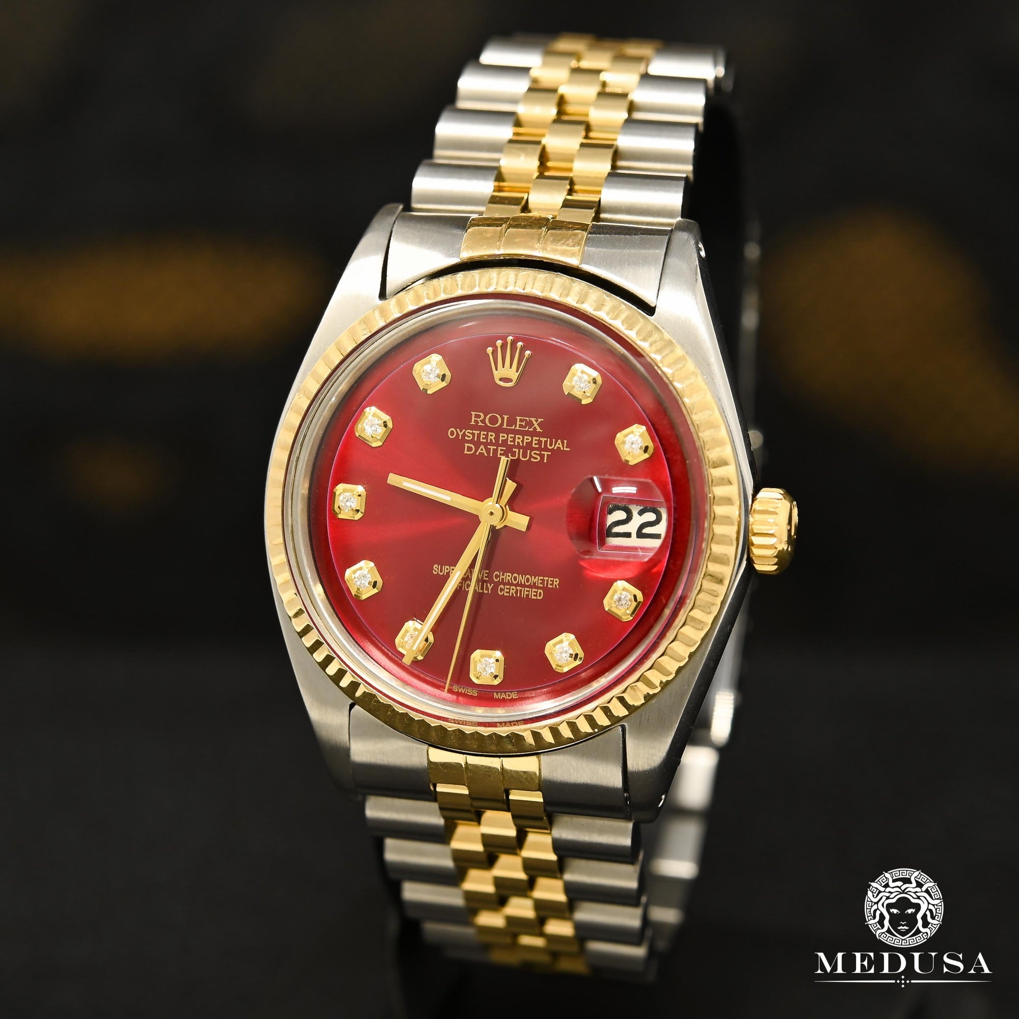 Montre Rolex | Montre Homme Rolex Datejust 36mm - Red Vintage Or 2 Tons