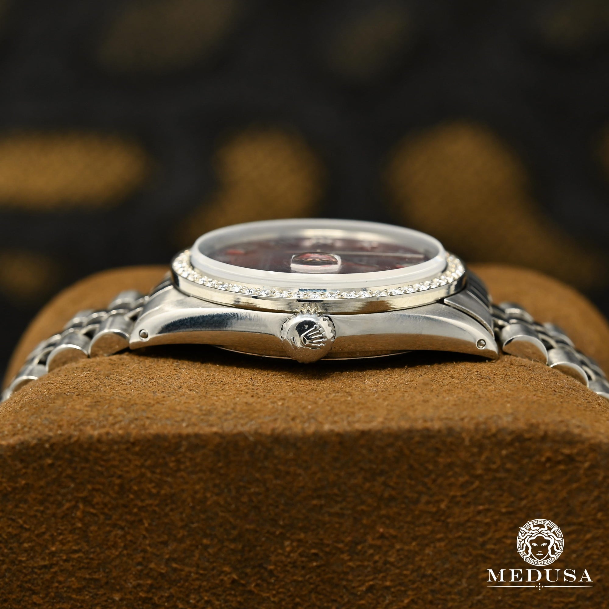 Montre Rolex | Montre Homme Rolex Datejust 36mm - Rouge Classic Romain Iced Stainless