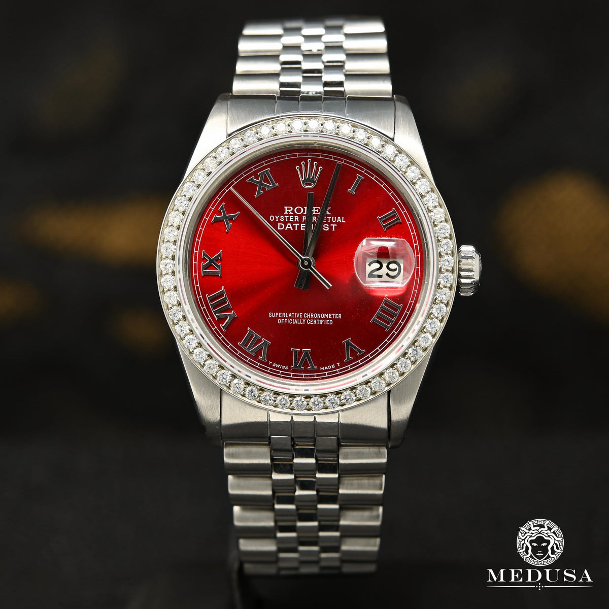 Montre Rolex | Rolex Datejust 36mm - Rouge Classic Romain Iced Montre ...
