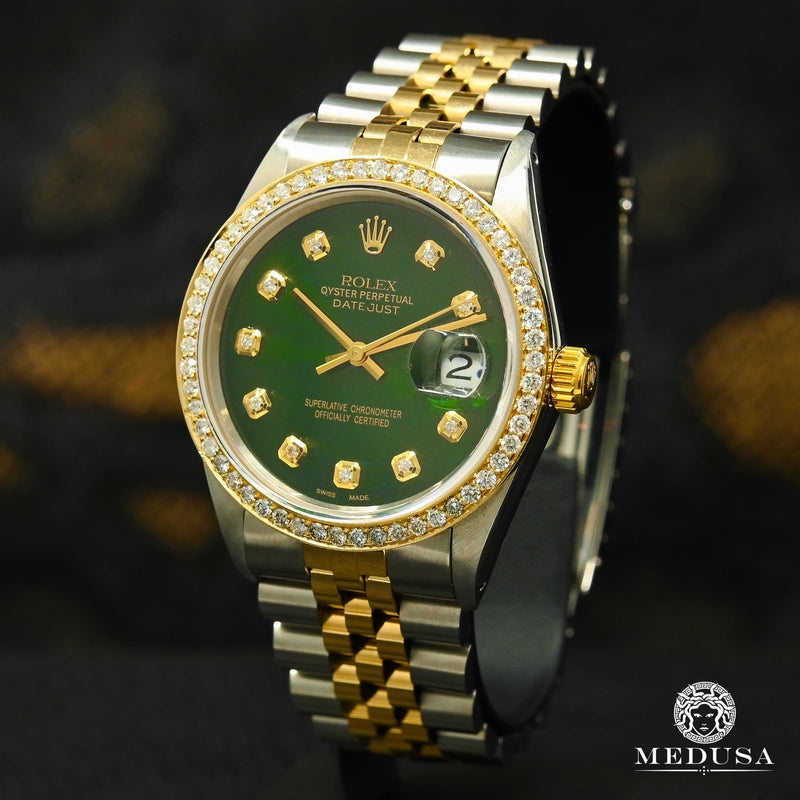 Rolex watch | Rolex Datejust 36mm Mens Watch - Green Jubilee 1.00CT 2 Tone Gold