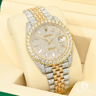 Rolex Datejust 41mm - 2 Tones Full Honeycomb Baguette - Or 2 Tons