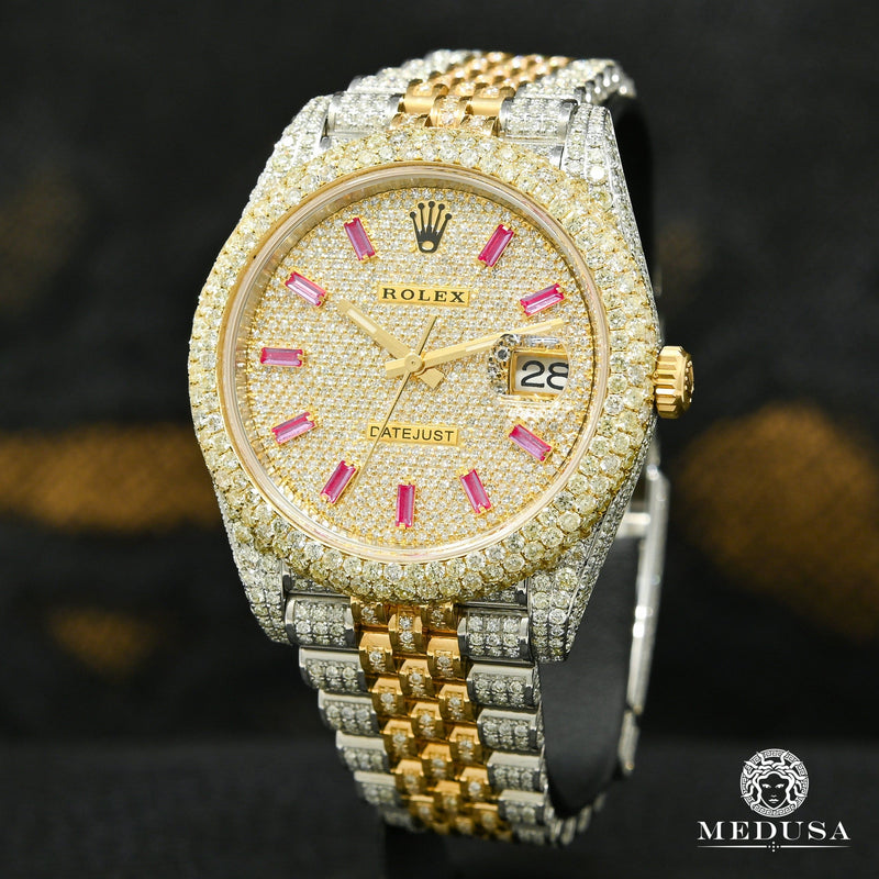 Rolex watch | Rolex Datejust Men&#39;s Watch 41mm - 2 Tones Full Honeycomb Ruby Baguette Gold 2 Tones