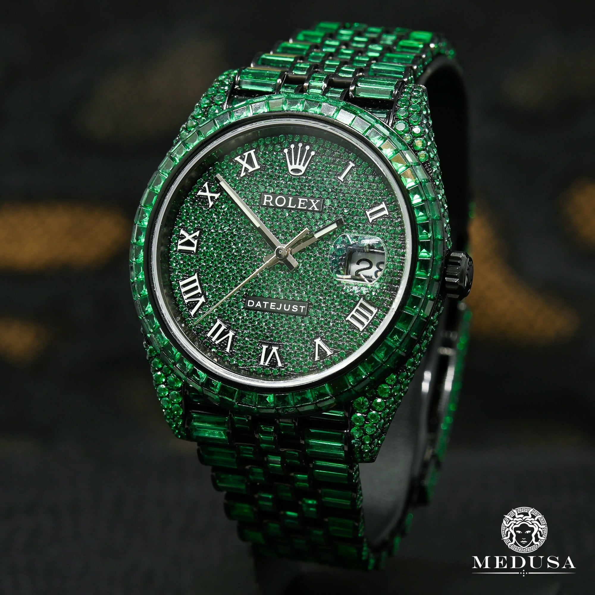 Montre Rolex | Montre Homme Rolex Datejust 41mm - Black & Green Emerald Or Noir