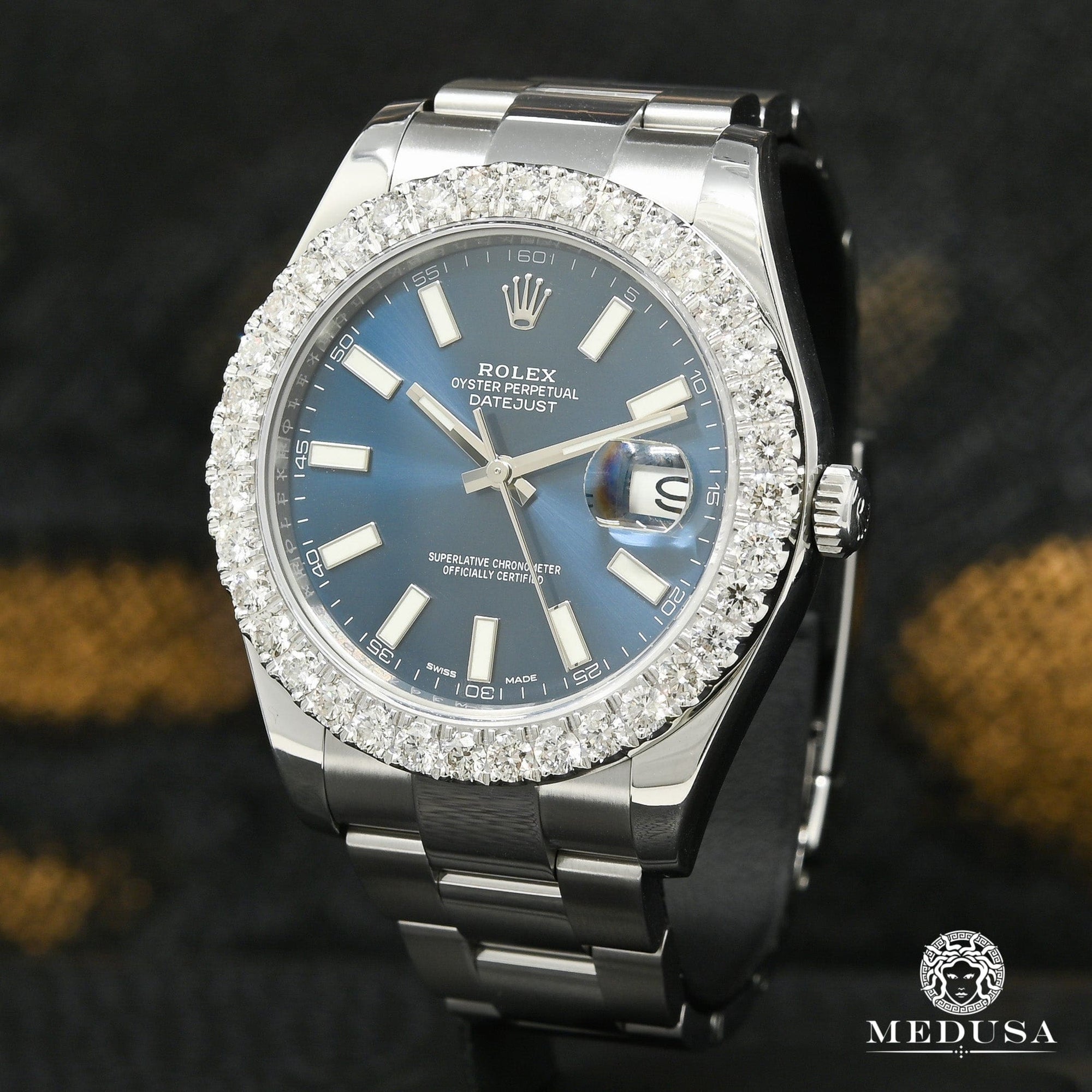 Rolex watch | Rolex Datejust 41mm Men's Watch - Blue Stick Iced Stainless