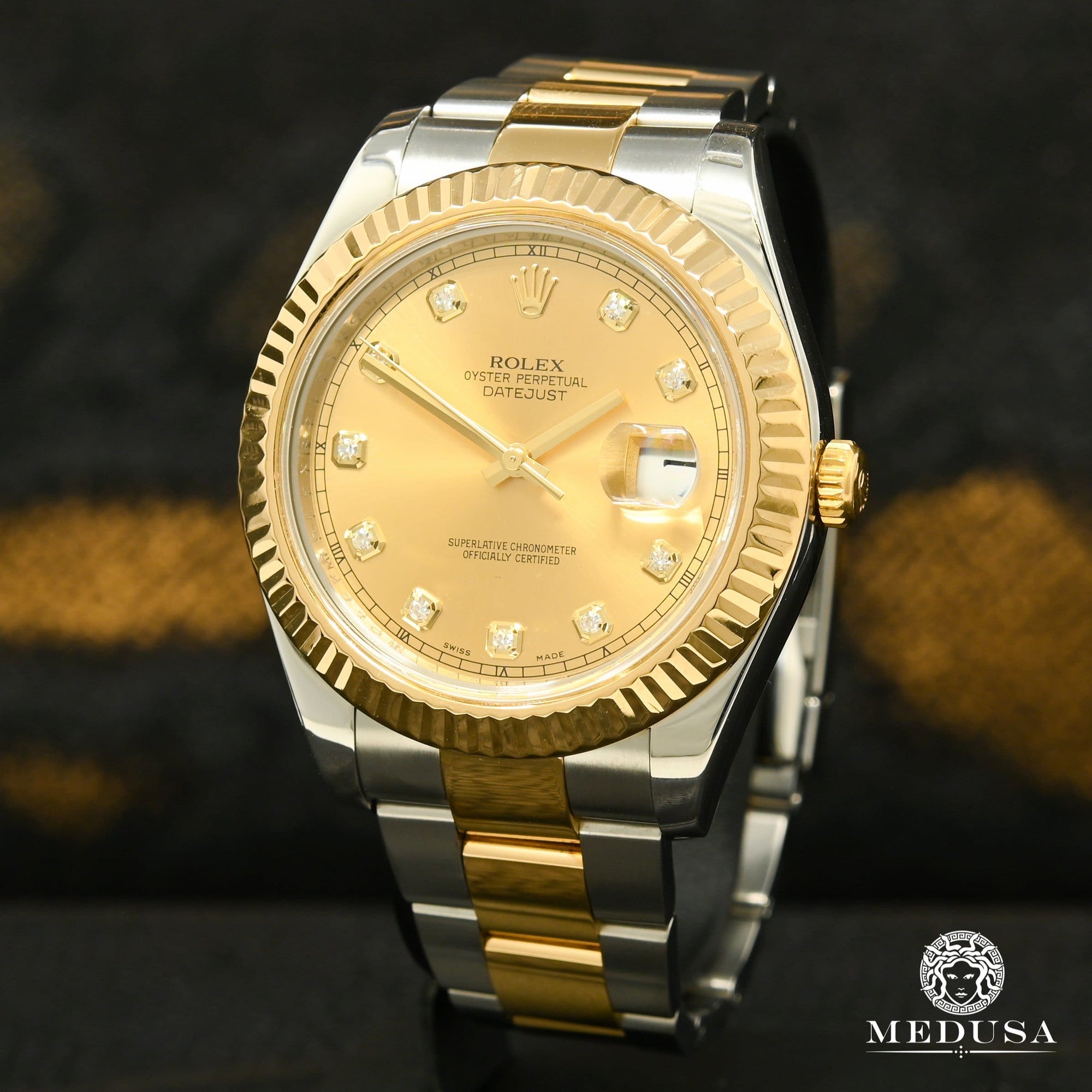 Rolex watch | Rolex Datejust Men's Watch 41mm - Champagne Factory Diamond Gold 2 Tones
