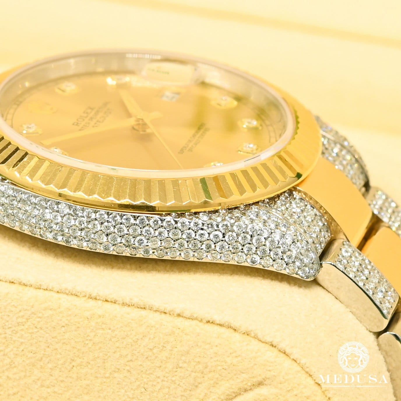 Montre Rolex | Montre Homme Rolex Datejust 41mm - Champagne Fluted Iced Or 2 Tons