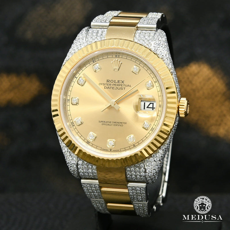 Rolex watch | Rolex Datejust Men&#39;s Watch 41mm - Champagne Fluted Iced Gold 2 Tones