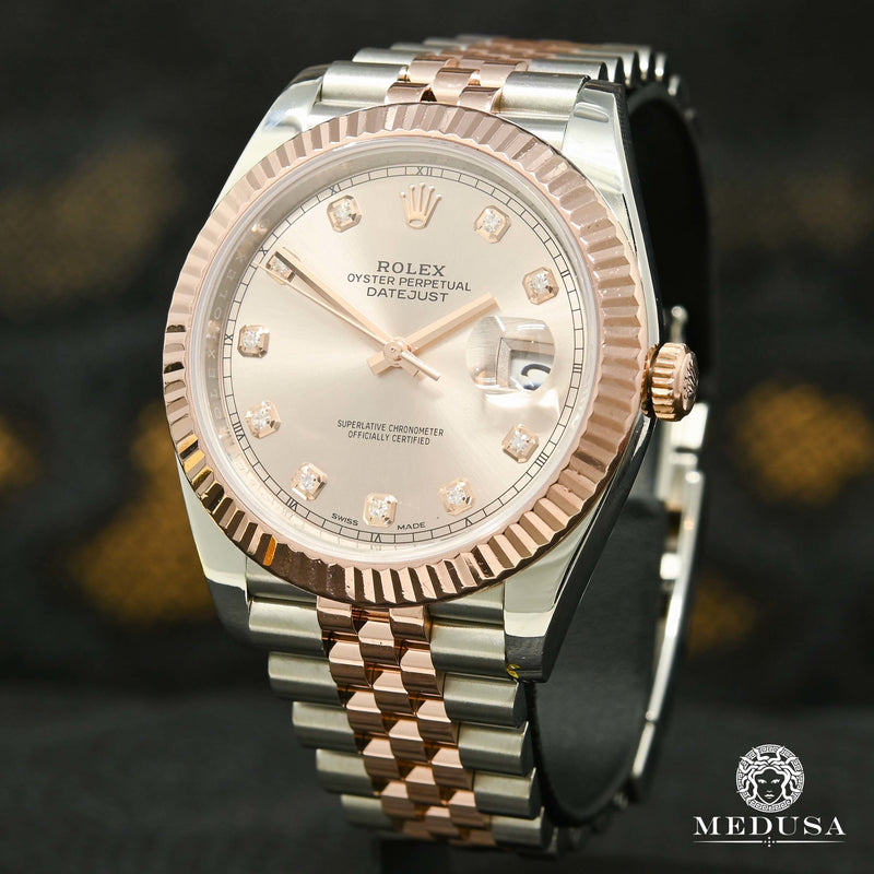 Rolex watch | Men&#39;s Rolex Datejust Watch 41mm - Everose Sundust Factory Diamond Rose Gold 2 Tones