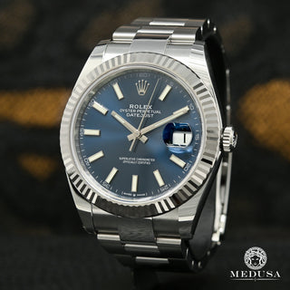 Rolex Datejust 41mm - Varilla azul estriada - Oro blanco