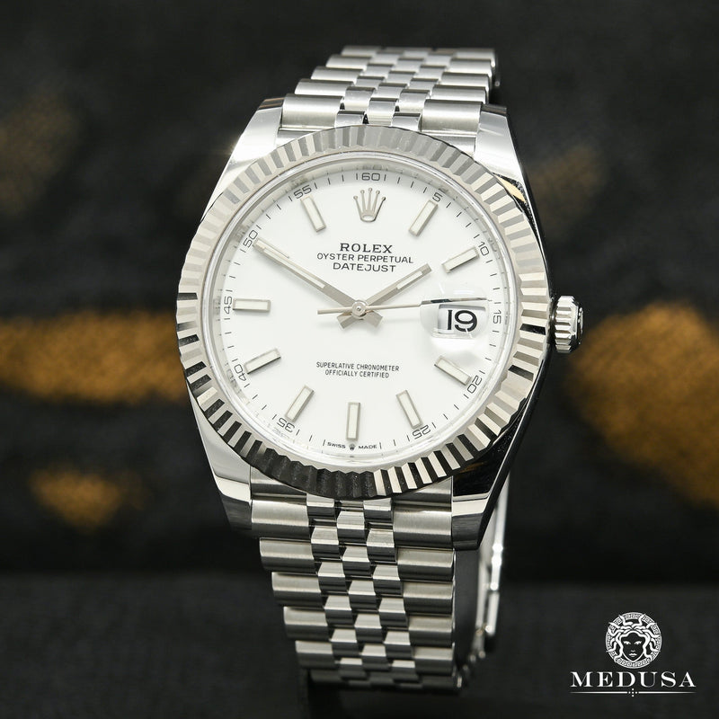 Montre Rolex | Montre Homme Rolex Datejust 41mm - Fluted Jubilee White Or Blanc