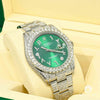 Rolex watch | Rolex Datejust Men&#39;s Watch 41mm - Green Arabic Full Iced Stainless