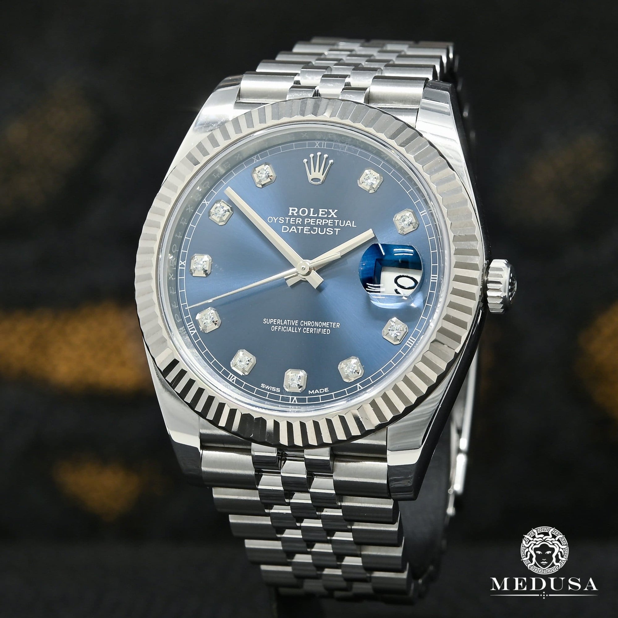 Rolex watch | Men's Rolex Datejust Watch 41mm - Jubilee Factory Blue Diamond White Gold