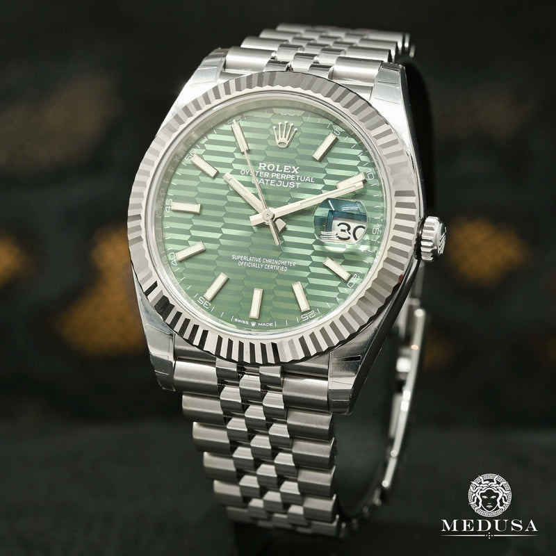 Montre Rolex | Homme Datejust 41mm - Jubilee Fluted Motif Green Dial Or Blanc