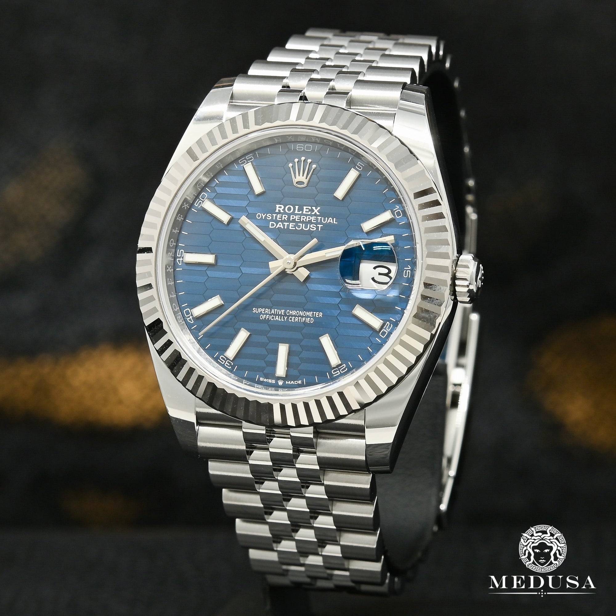 Montre Rolex | Homme Datejust 41mm - Jubilee Fluted Motif Blue Dial Or Blanc
