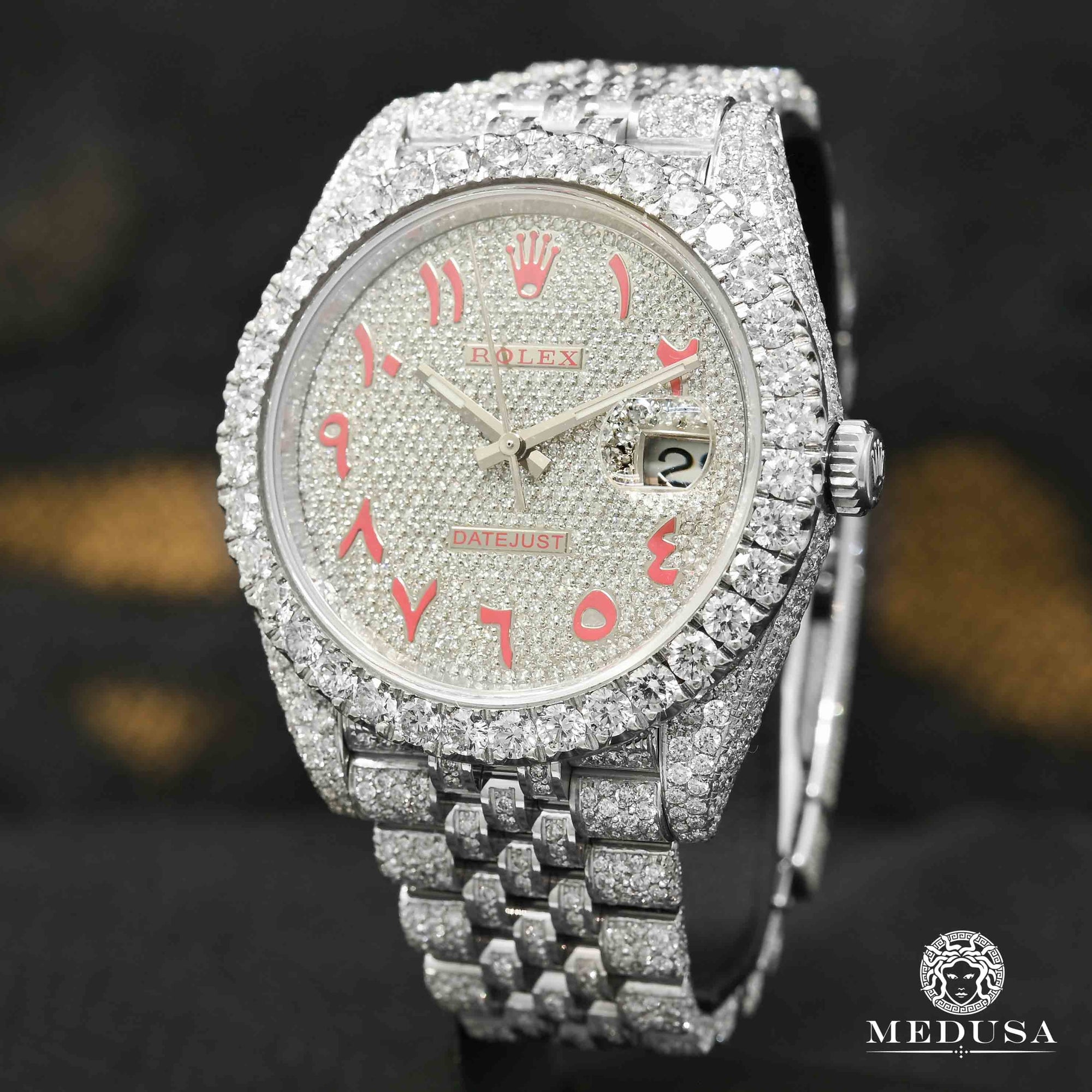 Rolex watch | Rolex Datejust Men's Watch 41mm - Jubilee Honeycomb Red Arabic Stainless