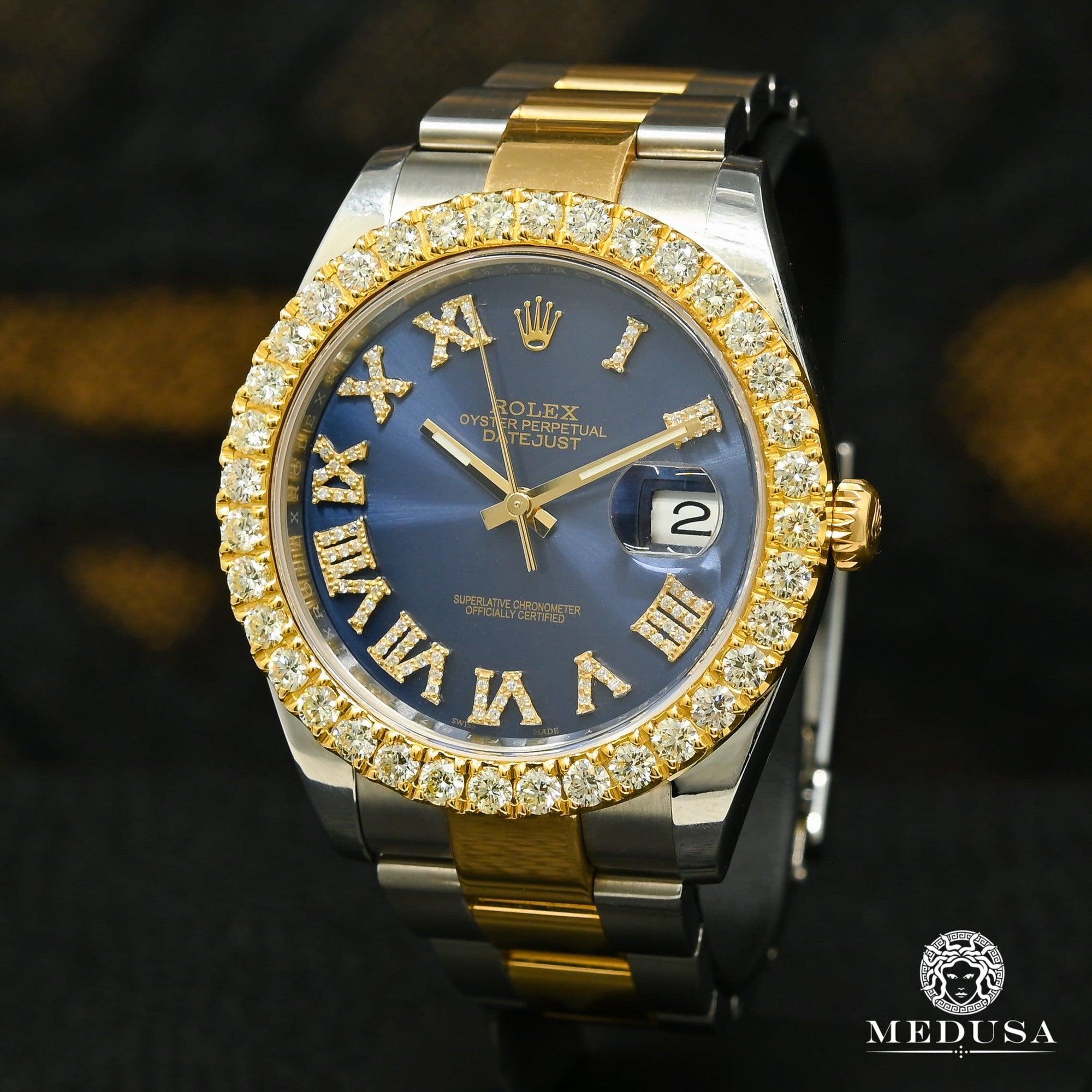 Rolex watch | Rolex Datejust Men's Watch 41mm - Roman Oyster Blue Gold 2 Tones