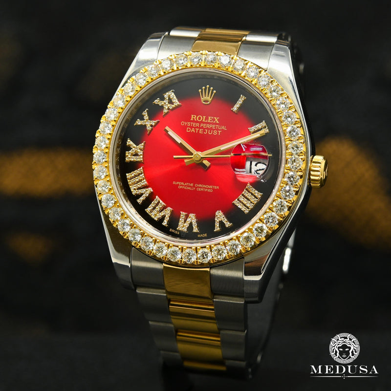 Montre Rolex | Homme Datejust 41mm - Oyster Romain Rouge Or 2 Tons