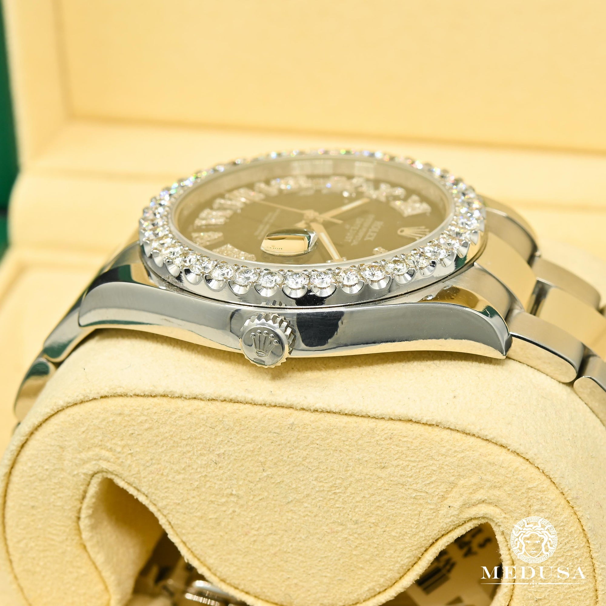 Montre Rolex | Montre Homme Rolex Datejust 41mm - Red Romain Iced Stainless