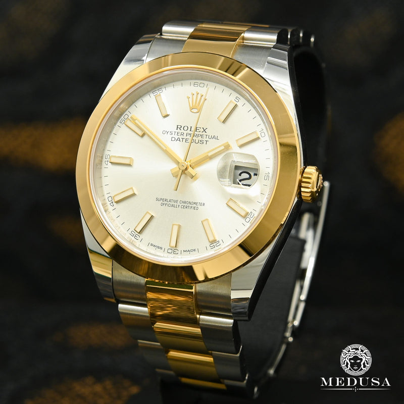Rolex watch | Men&#39;s Rolex Datejust Watch 41mm - Silver Stick Dial Gold 2 Tones
