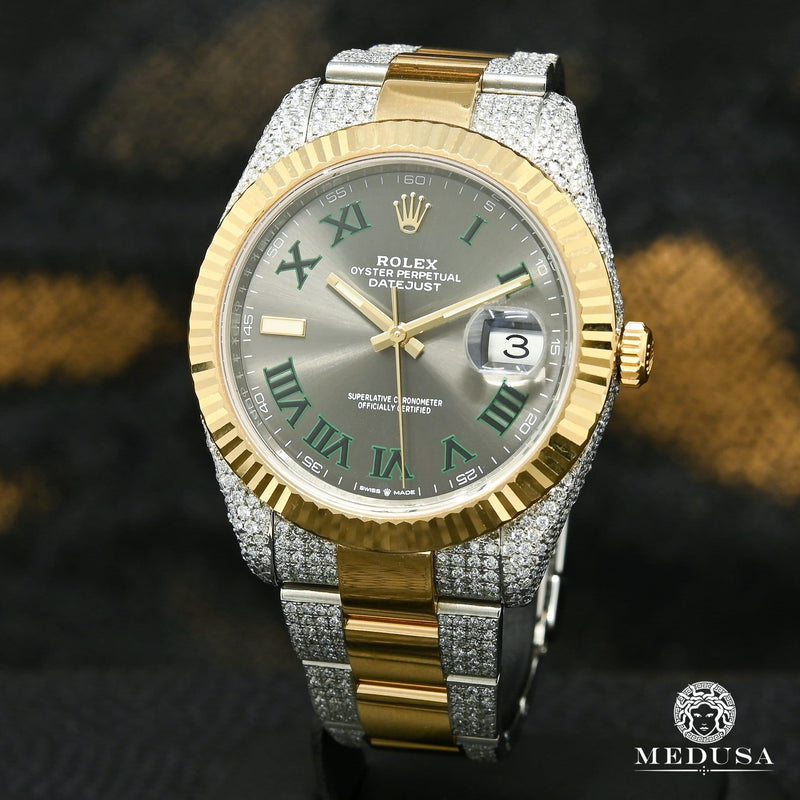 Montre Rolex | Homme Datejust 41mm - Wimbledon Fluted Iced Or 2 Tons