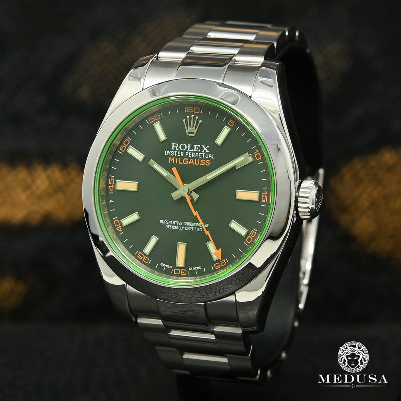 Green Sapphire Crystal Rolex Milgauss Black Dial Green Crystal