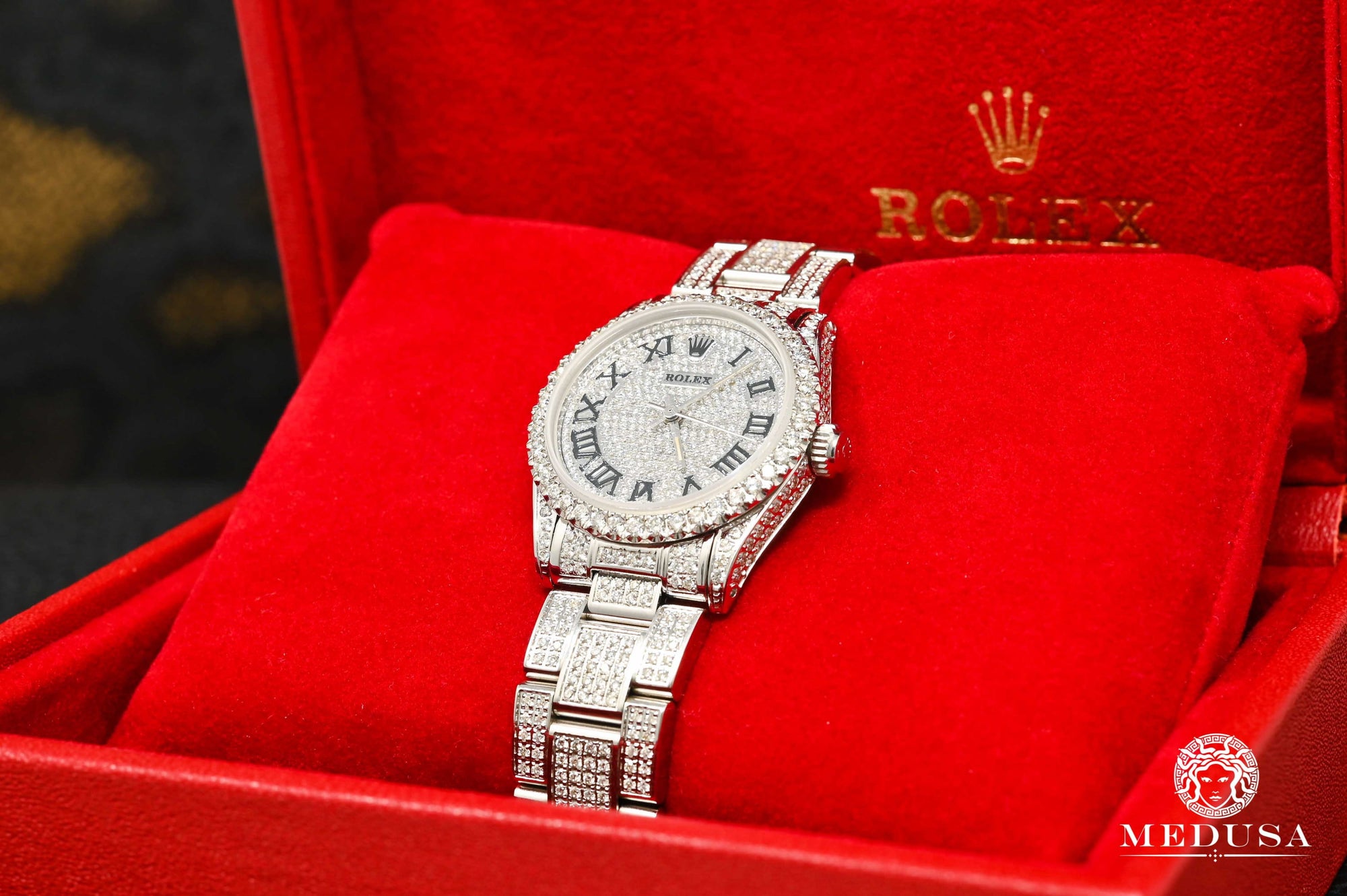 Montre Rolex | Montre Femme Rolex Oyster Perpetual 31mm - Full Iced Out Stainless