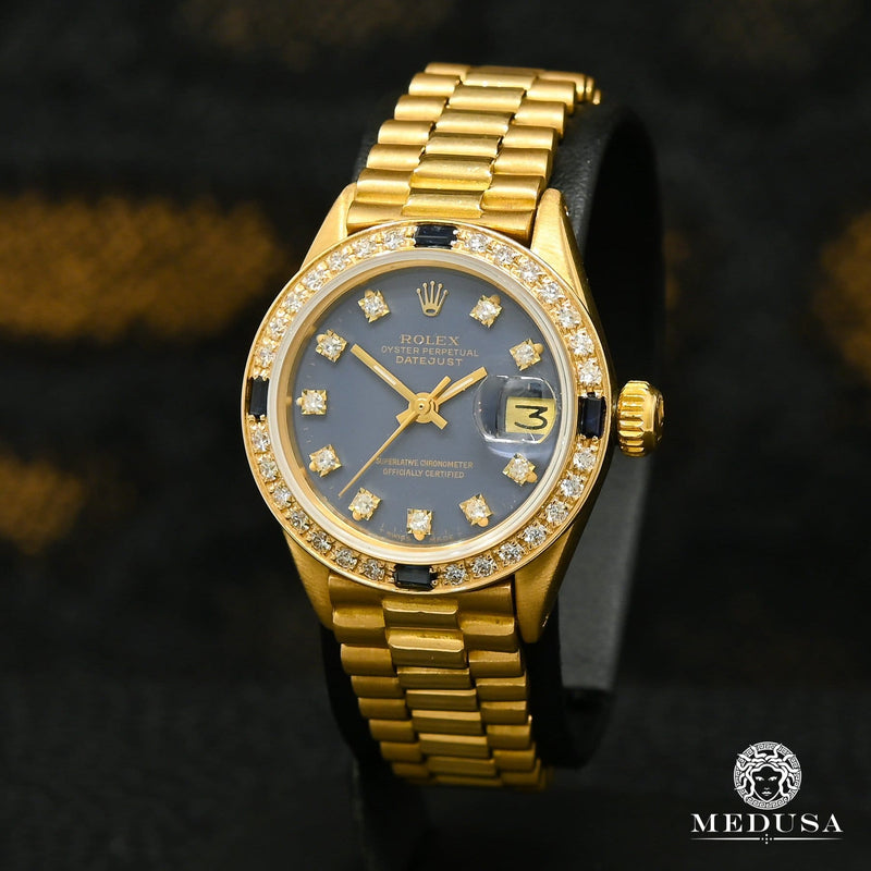 Montre Rolex | Femme President Datejust 26mm - Bleu Or Jaune
