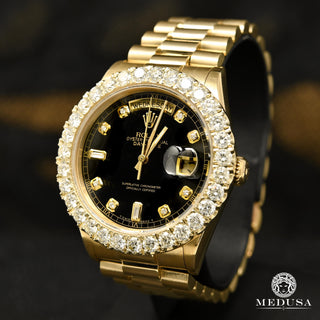 Rolex President Day-Date 36mm - Negro Baguette - Junquillo / Oro amarillo