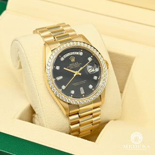 Rolex President Day-Date 36mm - Black Baguette Small Bezel  - Baguette / Yellow Gold