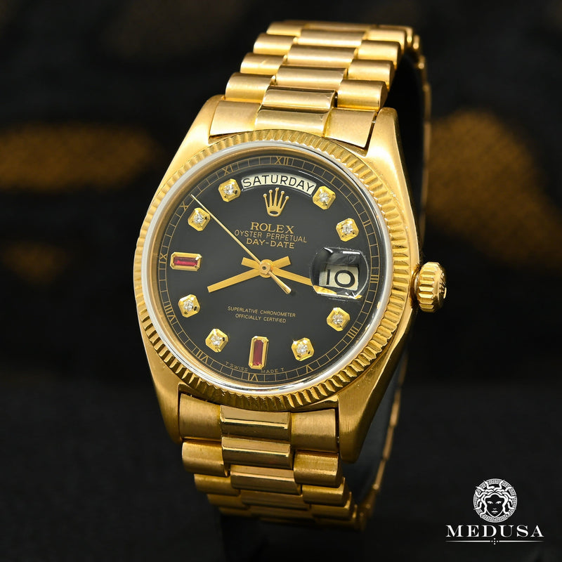 Rolex watch | Rolex President Day-Date Men&#39;s Watch 36mm - Black Ruby Yellow Gold